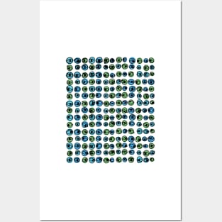 Green Blue Eyes Modern Decorative Abstract Mosaic Dots Pattern Posters and Art
